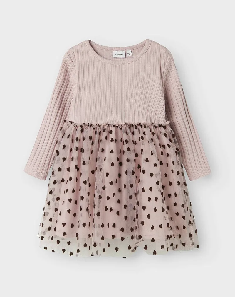 NAME IT NMFNEA LS TULLE DRESS 13246609-Burnished Lilac deepPink