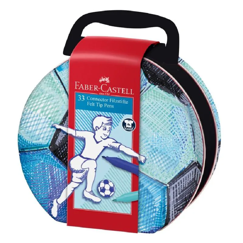 Σετ 33 τμχ μαρκαδόροι ζωγραφικής Connector Faber-Castell σε μεταλλική κασετίνα
