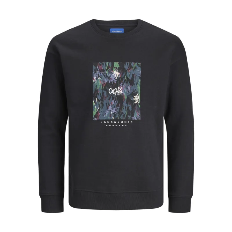 Jack & Jones Silver Lake ,φούτερ μπλούζα με μεταξοτυπία - Black