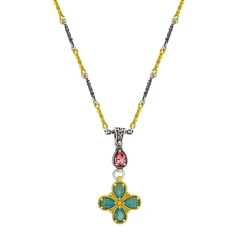 DIMITRIOS Γυναικείος Σταυρός Με Χρωματιστές Πέτρες Swarovski Από Ασήμι M164