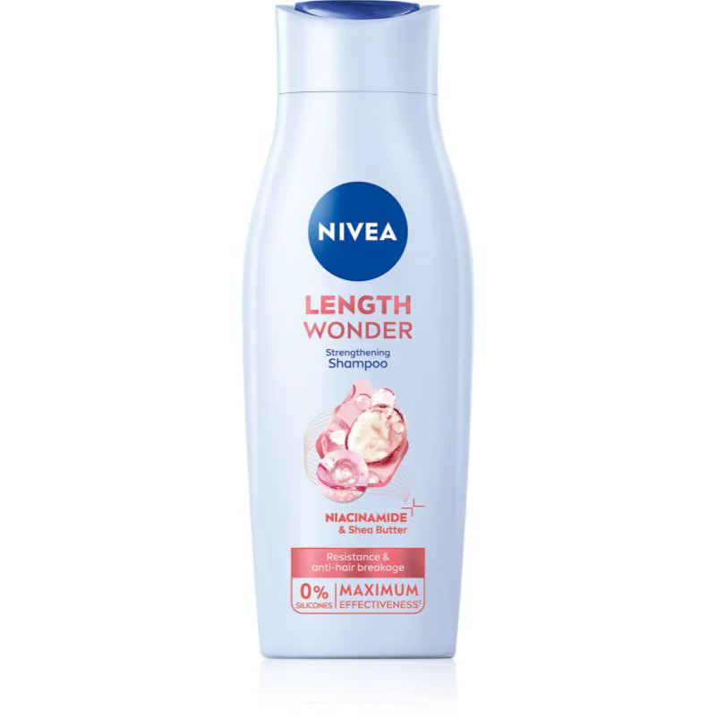 NIVEA Length Wonder δυναμωτικό σαμπουάν για ψαλίδα των μαλλιών 400 ml