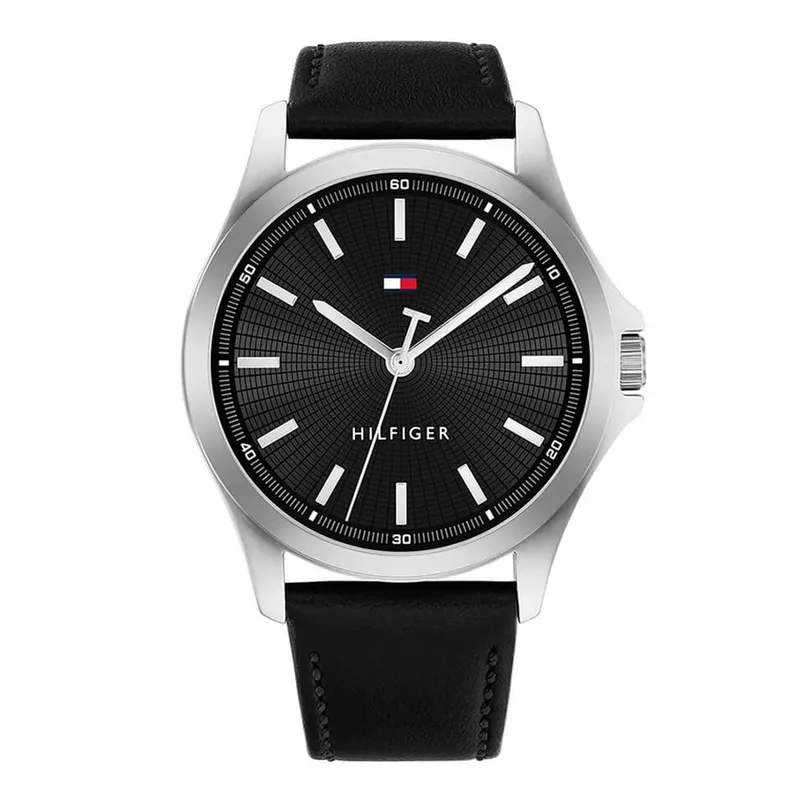 TOMMY HILFIGER Sport Black Leather Strap 1710668