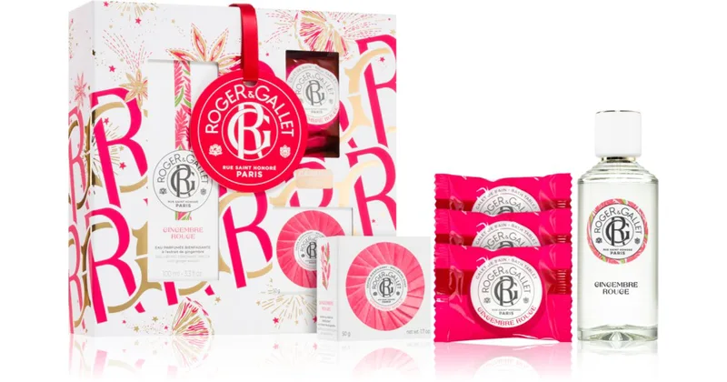 Roger & Gallet Red Ginger Beneficial Christmas Box (Scented Water 100ml + Bath Pebbles 3x25g + Soap 50g)