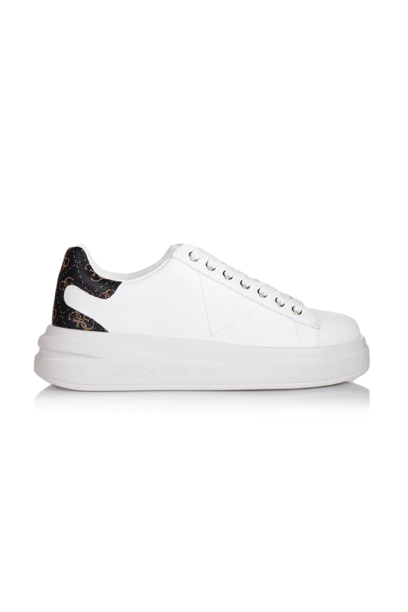 Guess γυναικεία δερμάτινα sneakers "Elbina" - FLJELBFAL12 Λευκό