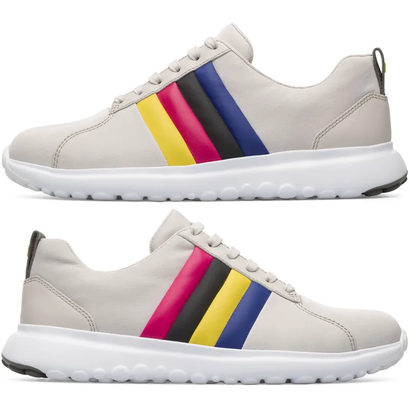 CAMPER Twins - Sneakers Για Γυναικεία - Μπεζ, Μέγεθος 35, Cotton fabric/Smooth leather