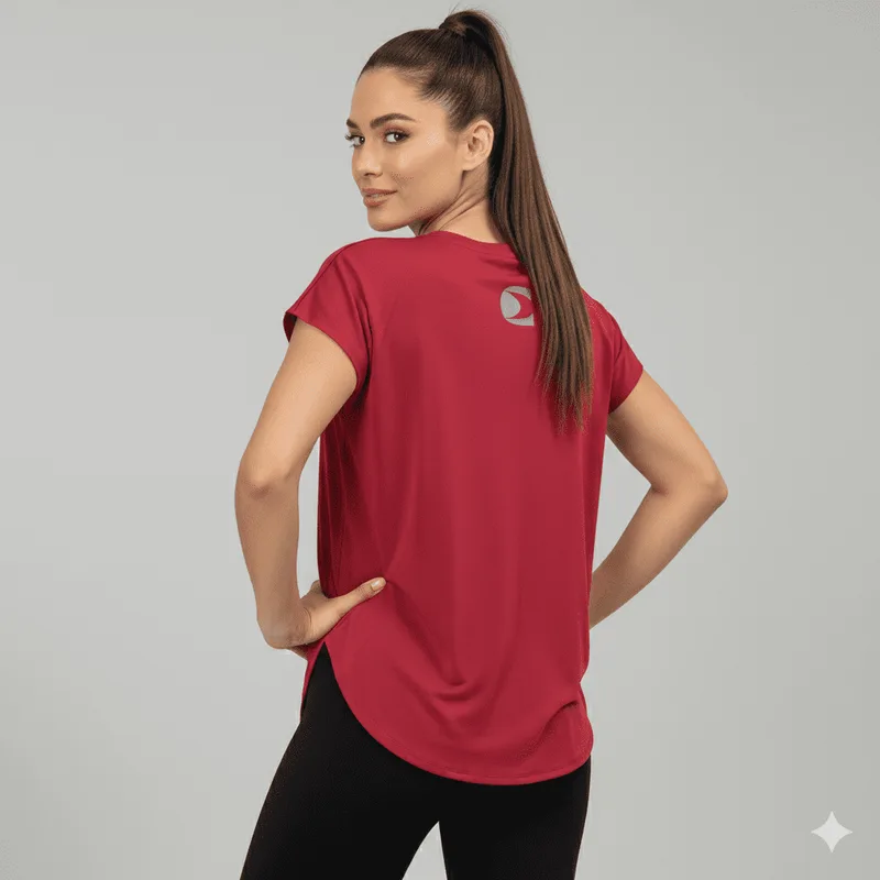 Athlos Logo Γυναίκειο Αθλητικό Μπλουζάκι Μπορντό