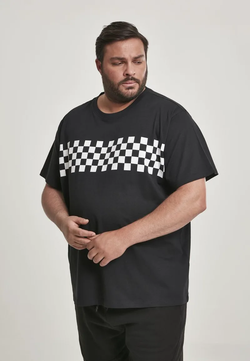 T-Shirt CheckPanel Tee Urban Classics TB2685 Black/Ultraviolet