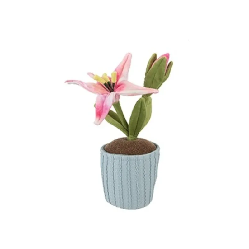 Λούτρινο Pms Κρίνος Με Γλάστρα Large Double Lily In Pot 33Cm Άσπρο με Ρόζ απόχρωση