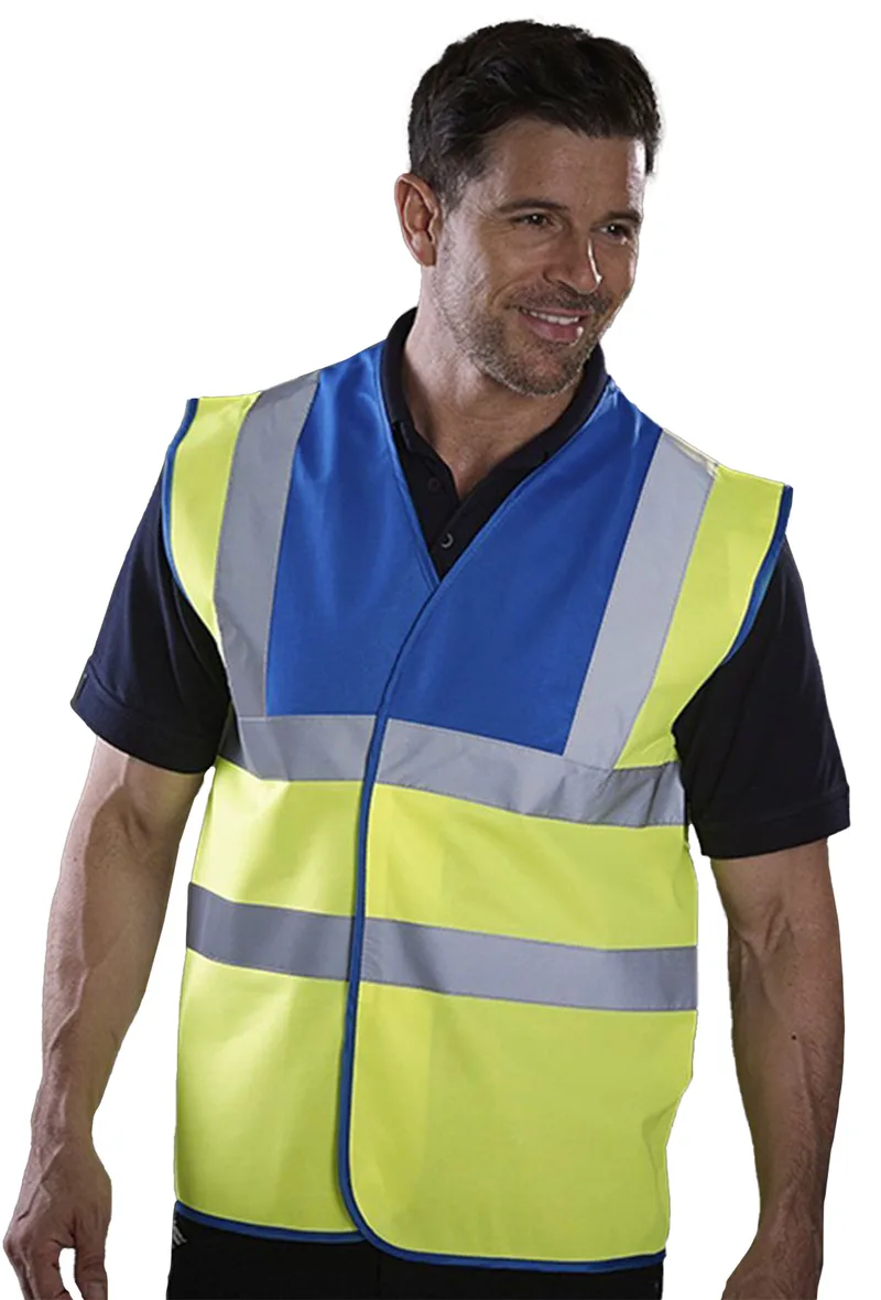 Γιλέκο με ανακλαστικές ταινίες Yoko HVW100 Fluo Yellow/Royal Blue