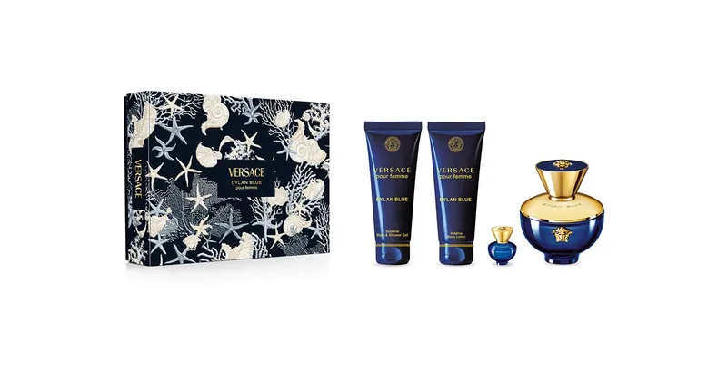 Versace Dylan Blue Pour Femme Women's Gift Set Eau de Parfum 100 ml + Scented Body Milk 100 ml + Scented Shower Gel 100 ml + Eau de Parfum 5 ml