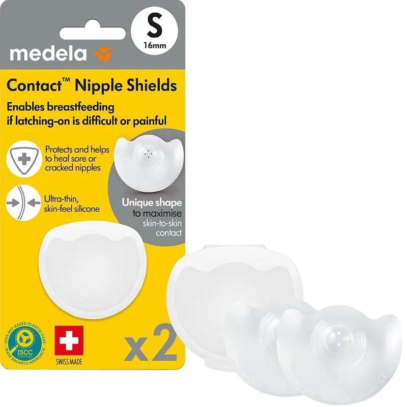 Medela Contact Nipple Shields Ψευδοθηλές για τη Διευκόλυνση του θηλασμού για Μητέρες με Πληγωμένες, Επίπεδες ή Εισέχουσες Θηλές 2 Τεμάχια - Small 16mm