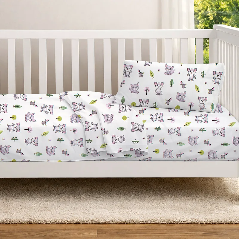 Σεντόνια Κούνιας Σετ Dimcol Baby Foxes 594 Lilac