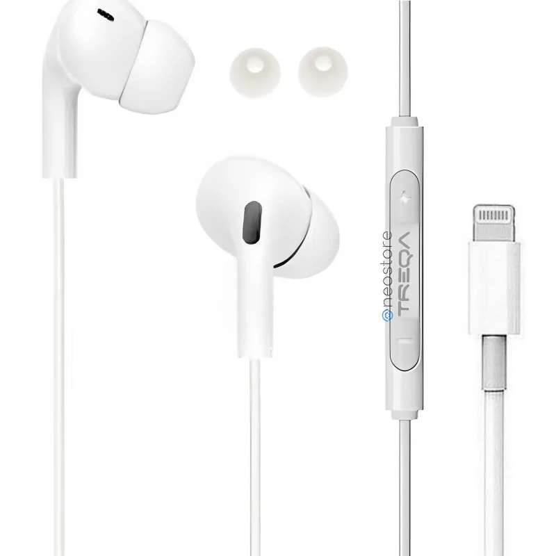 Ακουστικά Κινητού Handsfree In-ear με Βύσμα Lightning Treqa EP-756 Λευκό