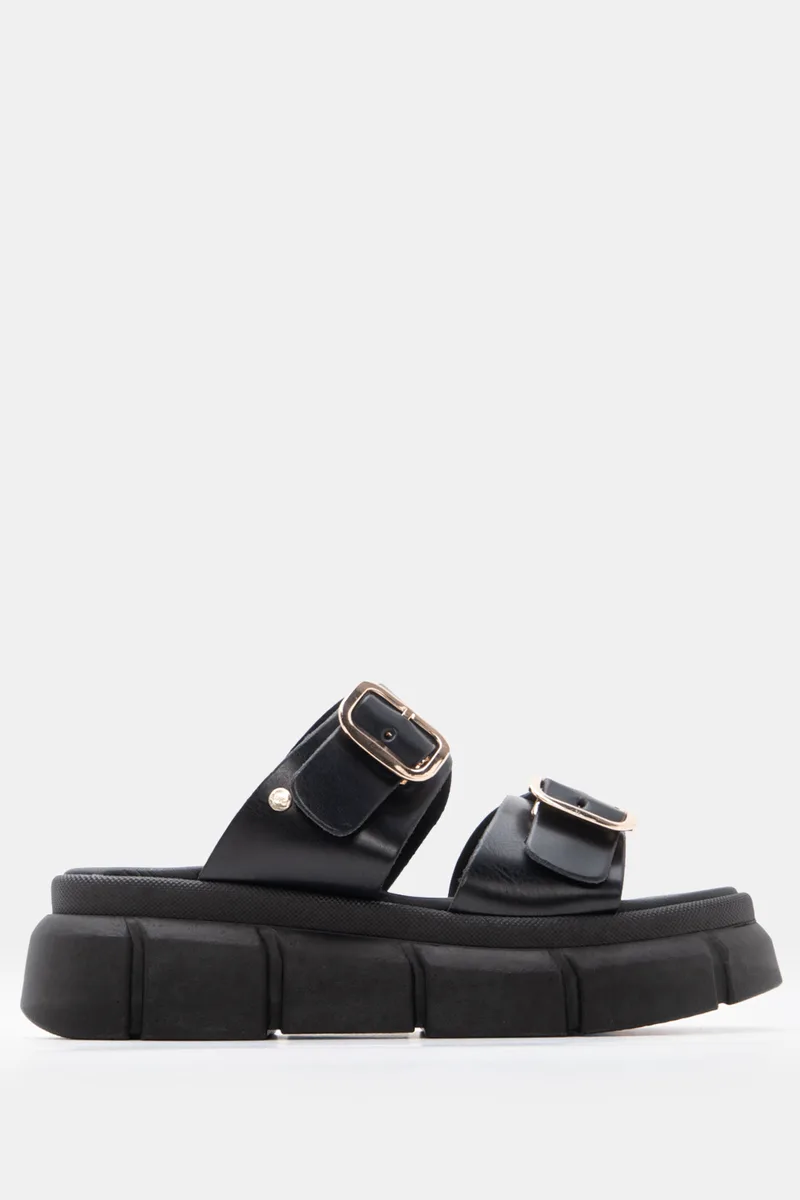 LUIGI DESIGN - Πλατφόρμες Flatform με Διπλές Τόκες - Μαύρο