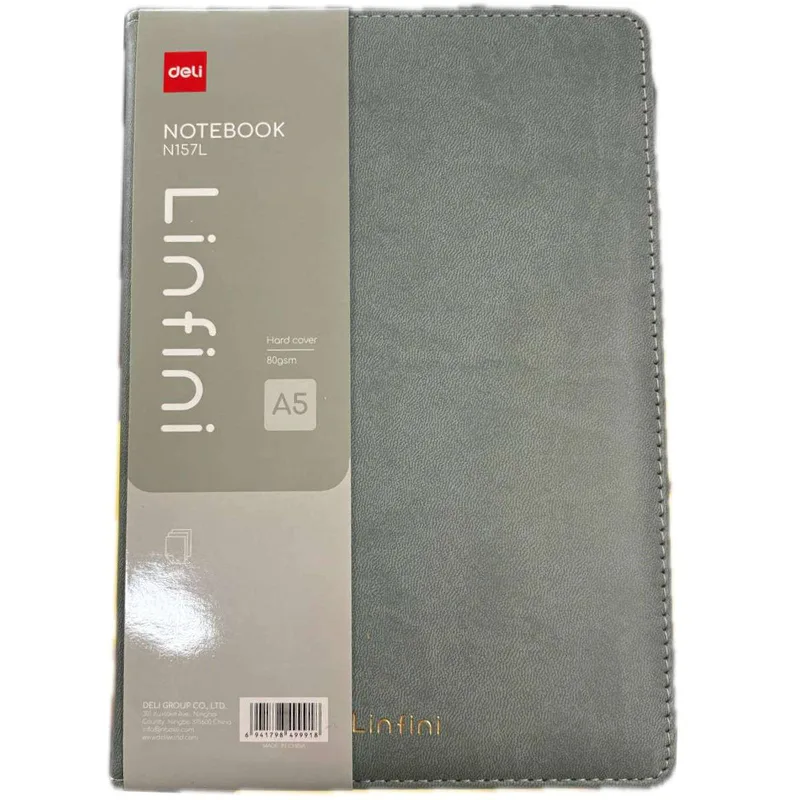 Deli Σημειωματάριο Linfini Ριγέ A5 144Φ 80 gsm Δερματίνη με Θήκη Στυλό Πράσινο