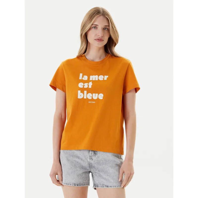 Mustang T-Shirt Floris 1016157 Πορτοκαλί Relaxed Fit