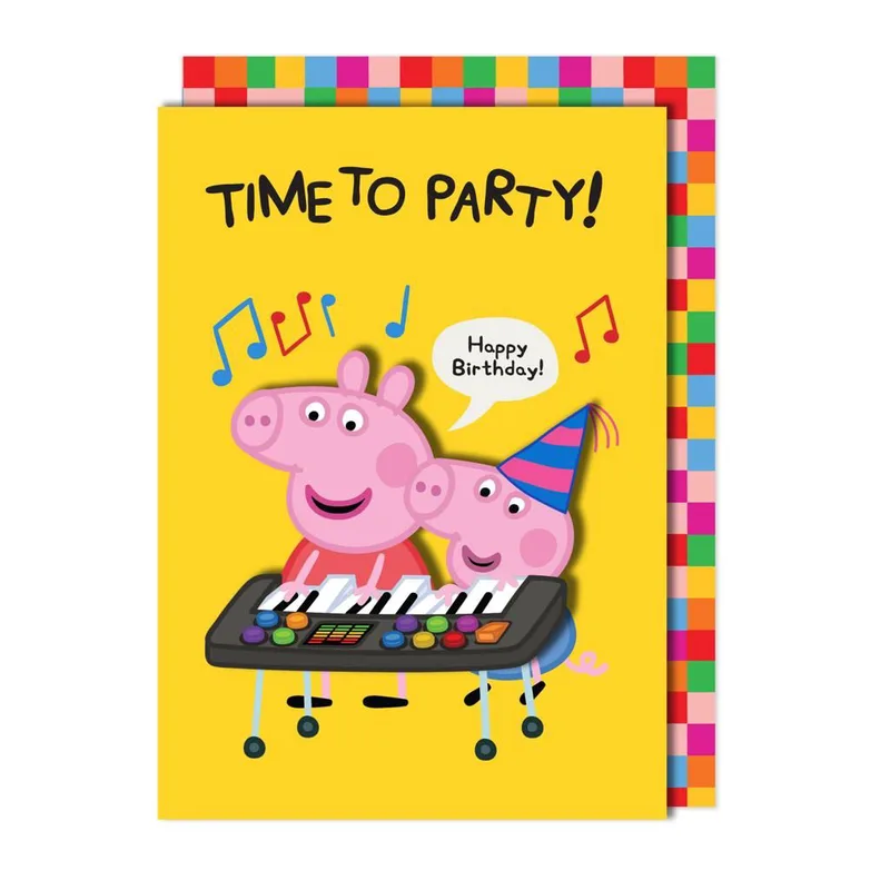 Ευχετήρια κάρτα γενέθλια (time to party!) Τache - Peppa Pig