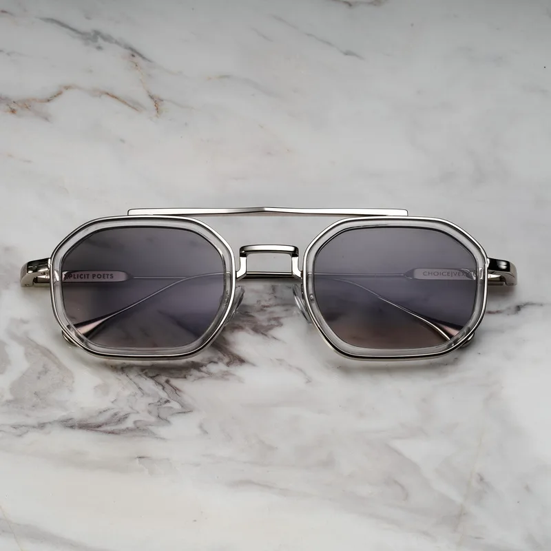 VEX A21EP3 - VEX - SILVER & CLEAR - GRADIENT GRAY Sunglasses | Silver & Clear | Gradient Gray Shades | Explicit Poets Sunglasses