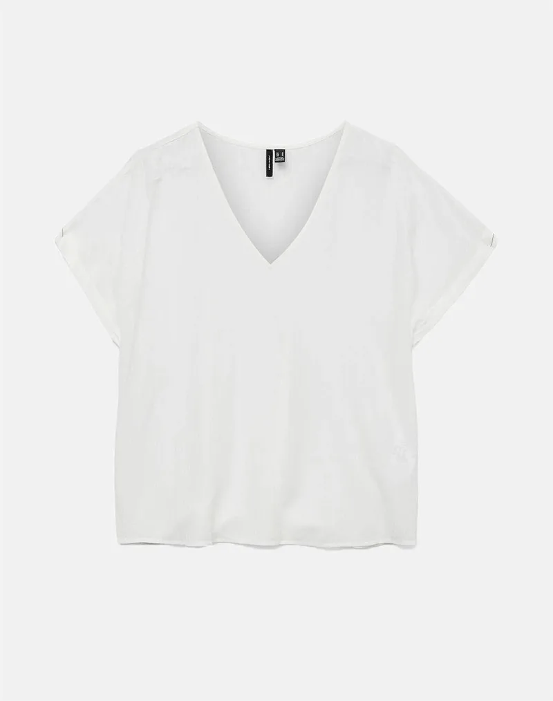 VERO MODA VMGABBI SS V-NECK TOP WVN GA 10324560-Snow White White