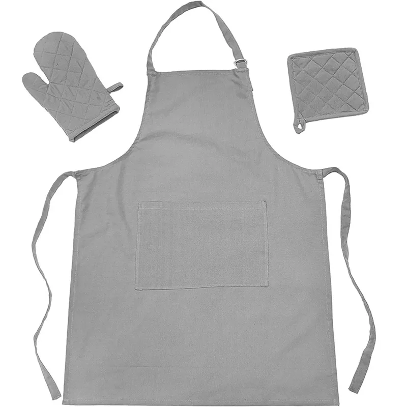 Ποδιά Κουζίνας Σετ 3τμχ Melinen Zoe Light Grey