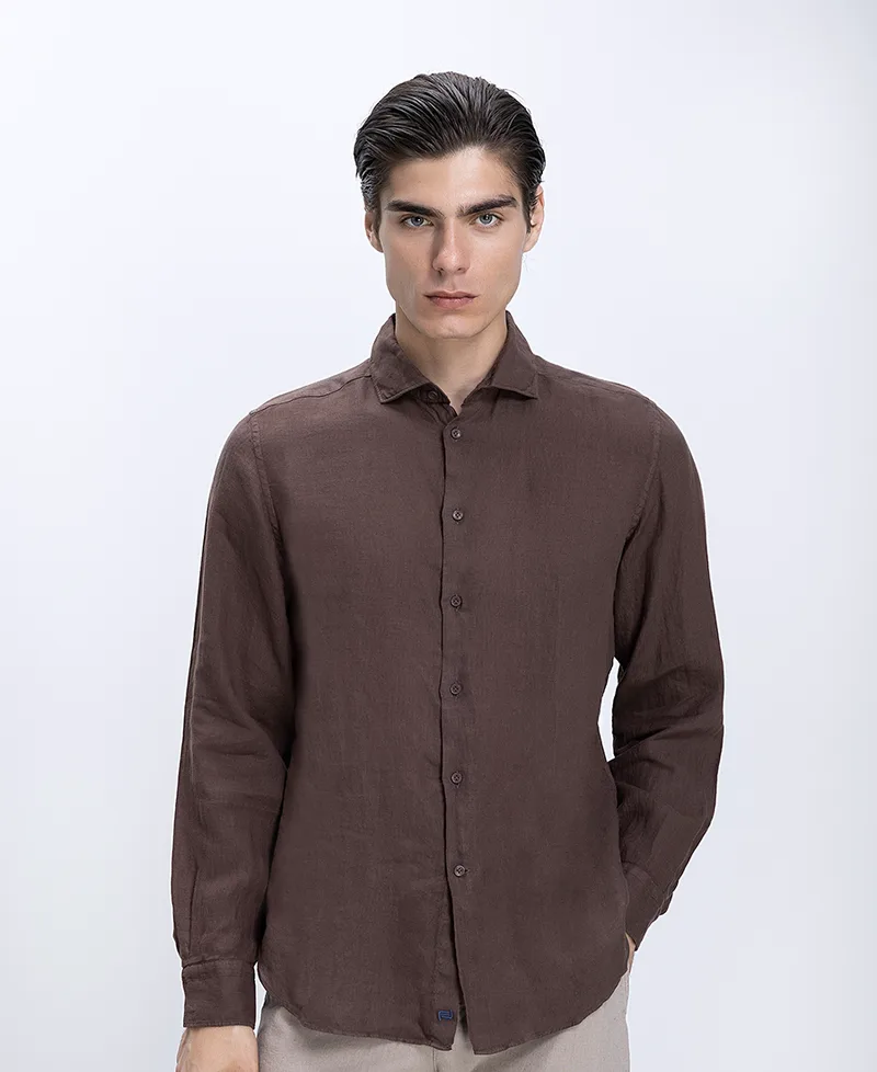 Camicissima Ανδρικό Πουκάμισο Λινό Με Ιταλικό Γιακά Modern Fit