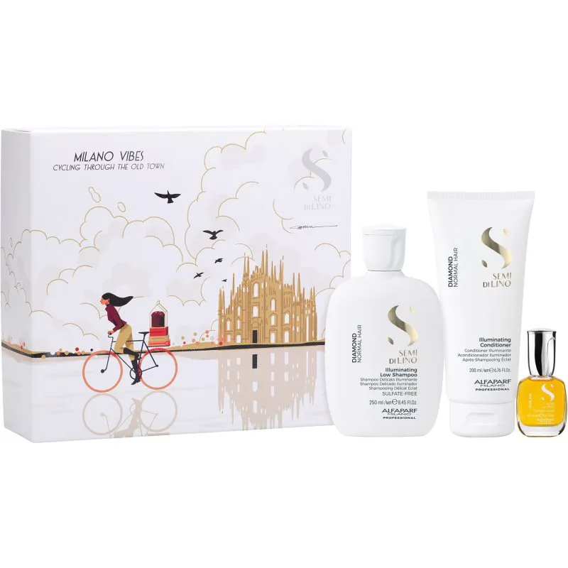 Alfaparf Milano Semi di Lino Diamond Holiday Kit σετ δώρου Για λάμψη και απαλότητα μαλλιών