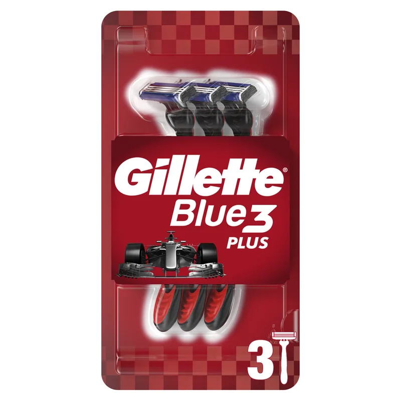 Gillette Blue3 Plus Red Disposable Razors Ανδρικά Ξυραφάκια με 3 Λεπίδες & Επίστρωση Χρωμίου για Βαθύ, Εύκολο Ξύρισμα 3 Τεμάχια