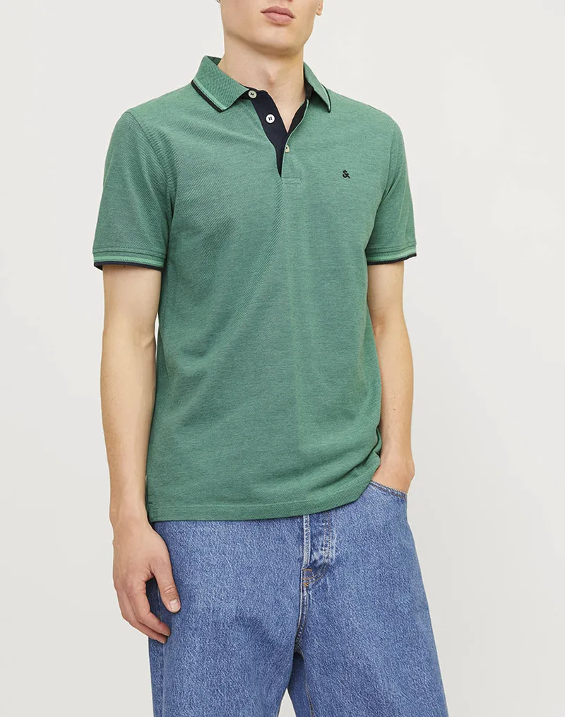 JACK&JONES ΜΠΛΟΥΖΑ ΑΝΤΡΙΚΗ JJEPAULOS POLO SS NOOS 12136668-Deep TealPLAY LightGreen