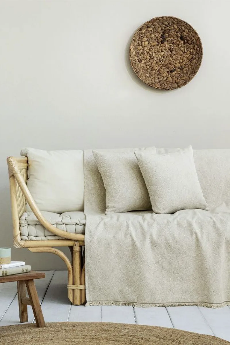 Ριχταρι Τριθεσιου Καναπε Waves Ivory Nima 180x300x0cm Μονόχρωμο