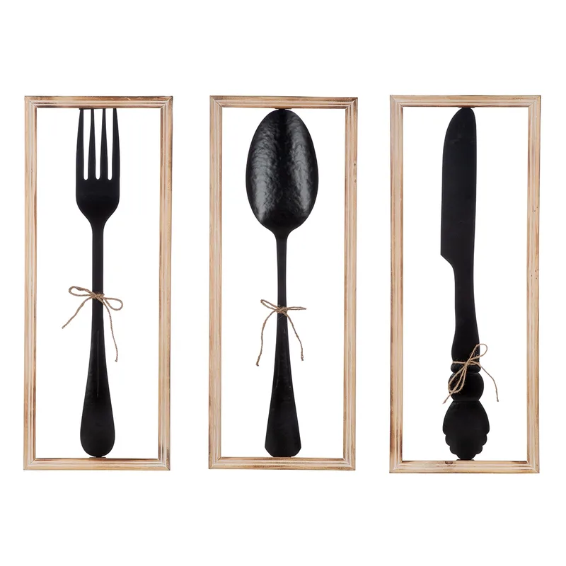 Διακοσμητικό Τοίχου Vintage Cutlery ArteLibre Μαύρο Μέταλλο 30x3x80cm Σε 3 Σχέδια