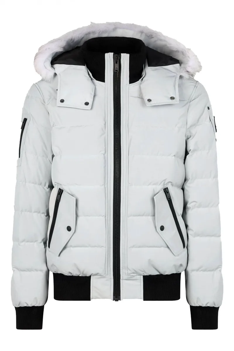 MOOSE KNUCKLES ΜΠΟΥΦΑΝ ΦΟΥΣΚΩΤΟ BOMBER ΑΠΟΣΠΩΜΕΝΗ ΚΟΥΚΟΥΛΑ ONYX SCOTCHTOWN BOMBER ΓΚΡΙ