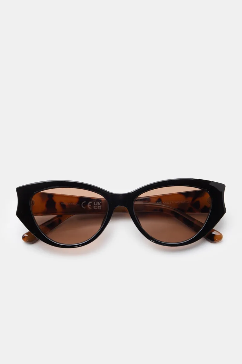 Γυαλιά Ηλίου Modern Winged Glam Look - Animal Print-Μαύρο