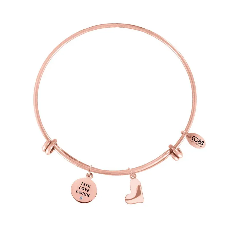 Steel Bracelet Pendants Round Text Heart, Brand CO88 - 8CB-13015
