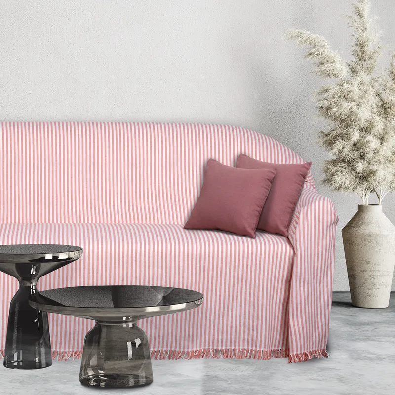 Ριχτάρι Polycotton Ζακάρ Τριθέσιος 180x300εκ. Throws Line 0254 Εκρού-Σομόν Das Home (Χρώμα: Σομόν, Ύφασμα: 90%Βαμβάκι-10%Polyester) - Das Home - 420618300254