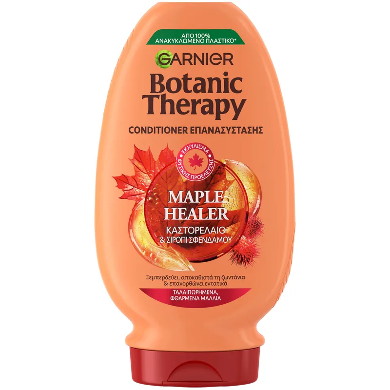 Garnier Botanic Therapy Maple Healer Conditioner Μαλακτική Κρέμα Μαλλιών Επανασύστασης για Ταλαιπωρημένα, Φθαρμένα Μαλλιά με Καστορέλαιο & Σιρόπι Σφενδάμου 200ml