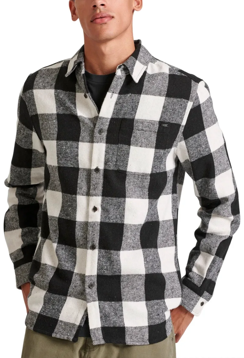 Πουκάμισο Μακρυμάνικο Funky Buddha Flannel Καρό FBM010-055-05-BLACK Ανδρικό