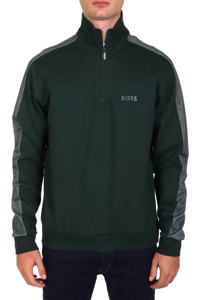 BOSS HOMEWEAR ΦΟΥΤΕΡ FULLZIP TRACKSUIT 1/4 JACKET ΠΡΑΣΙΝΟ