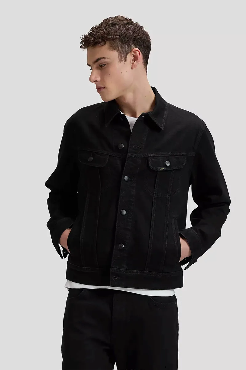 Lee® ανδρικό denim jacket με τσέπες στο στήθος Regular Fit "Rider Jacket" - 112376448 Μαύρο