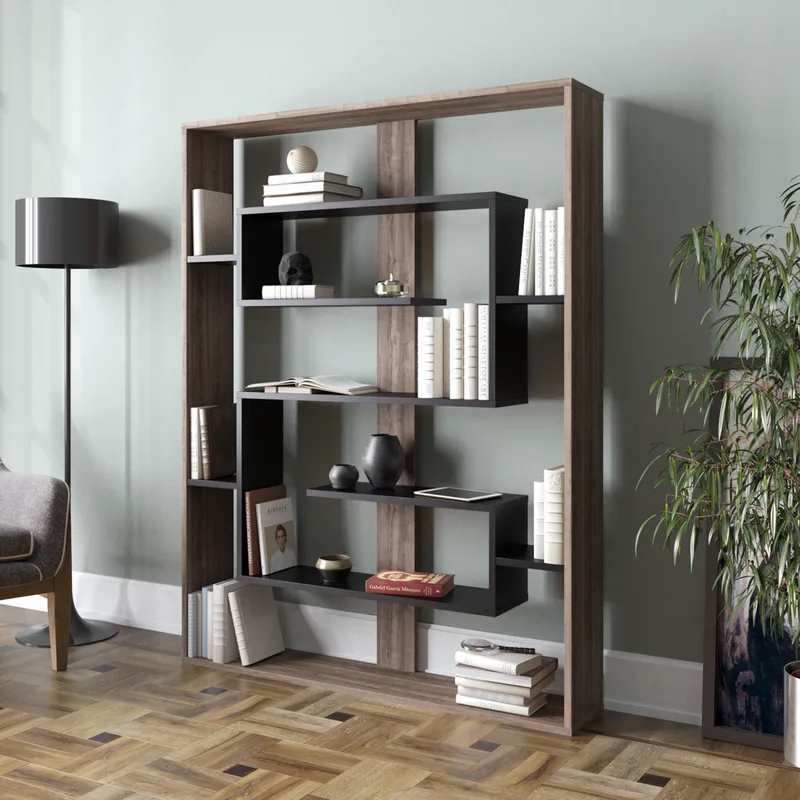 Βιβλιοθήκη Esteban - Walnut, Black 875Zna3648 (120x156x22)