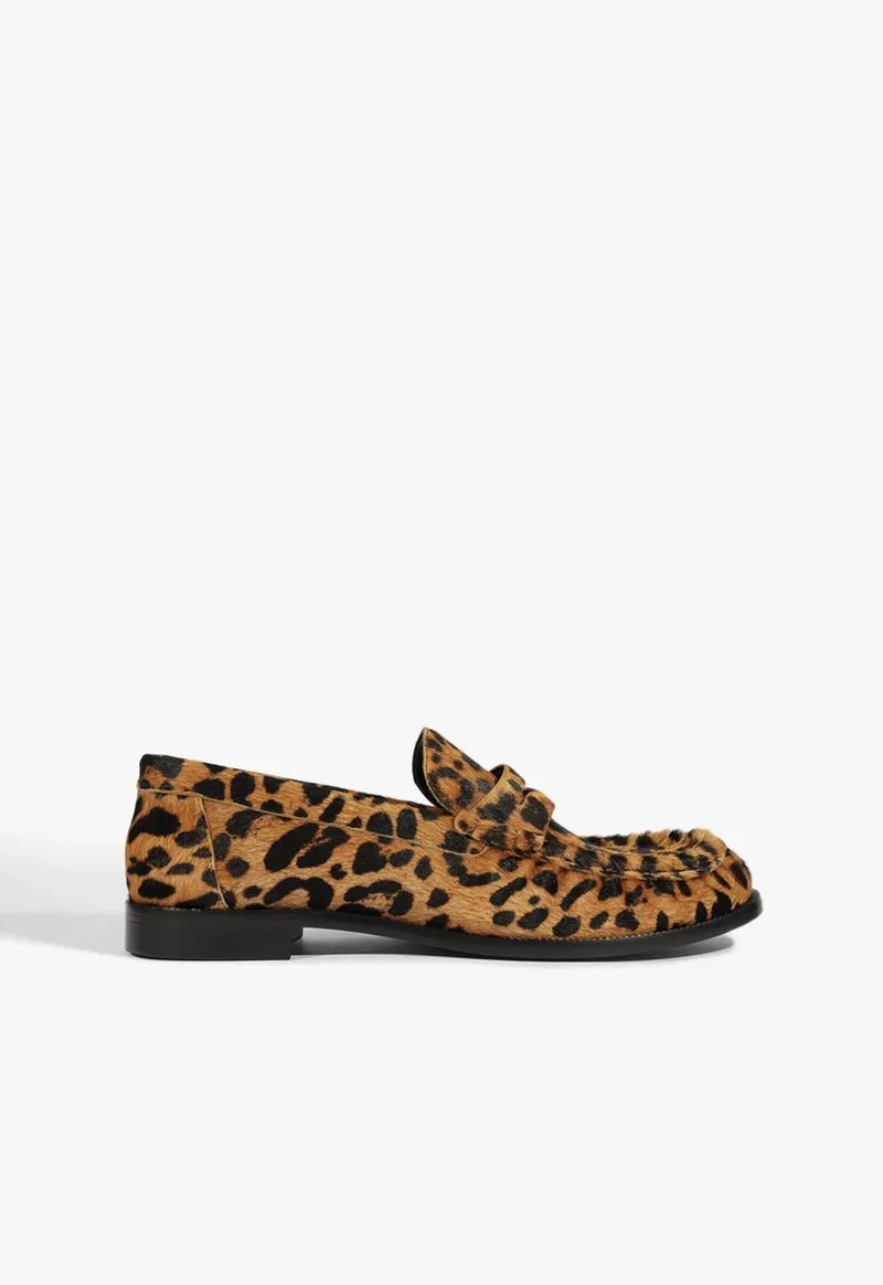 Schutz Γυναικείο Loafer Flat Από Δέρμα Animal Print Καφέ