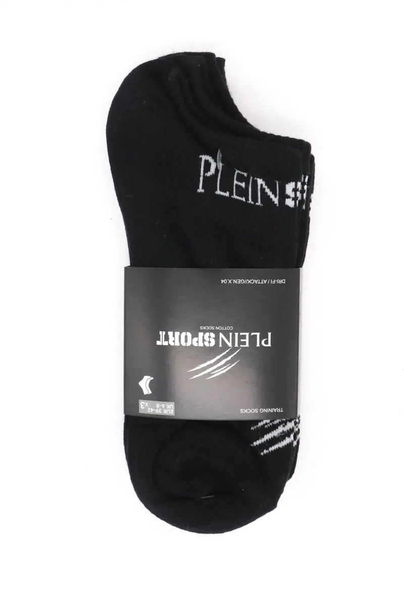 PLEIN SPORT ΚΑΛΤΣΕΣ TRI-PACK SCRATCH LOGO ΜΑΥΡΟ