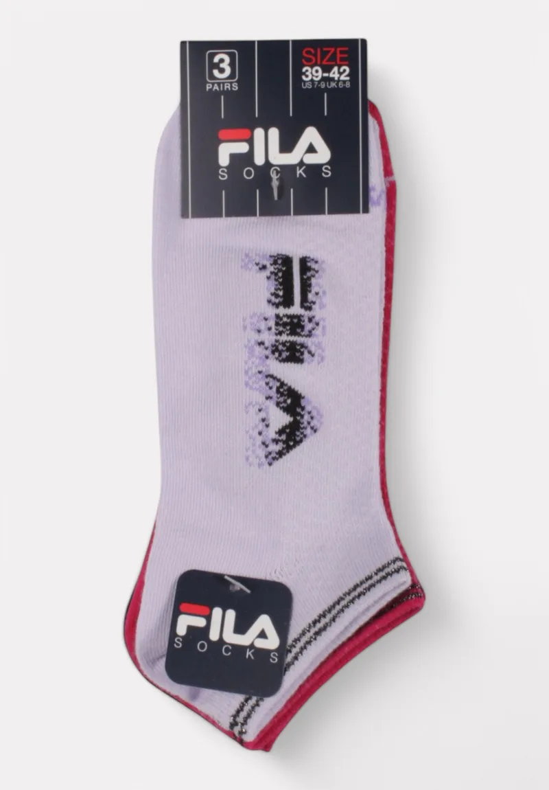 Fila Κάλτσες Ροζ, Λιλά & Μαύρο με Σπαστό Logo | Σετ 3 Ζευγάρια F6129-805-Πολύχρωμο