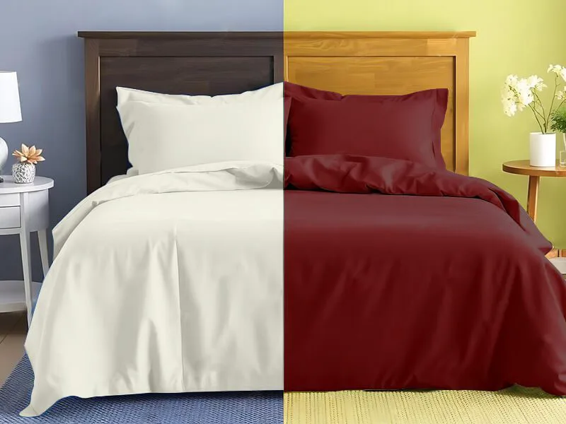 Σετ Σεντόνια Γίγας - King Size Βαμβακοσατέν 200 Κλωστών Δίχρωμα Γαρύφαλλο 235x255 - Μπεζ, Μπορντώ