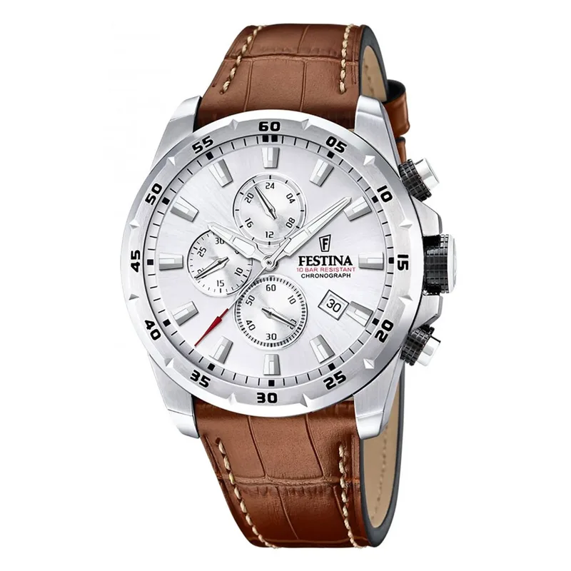 FESTINA Timeless Chronograph Brown Leather Strap F20692/1