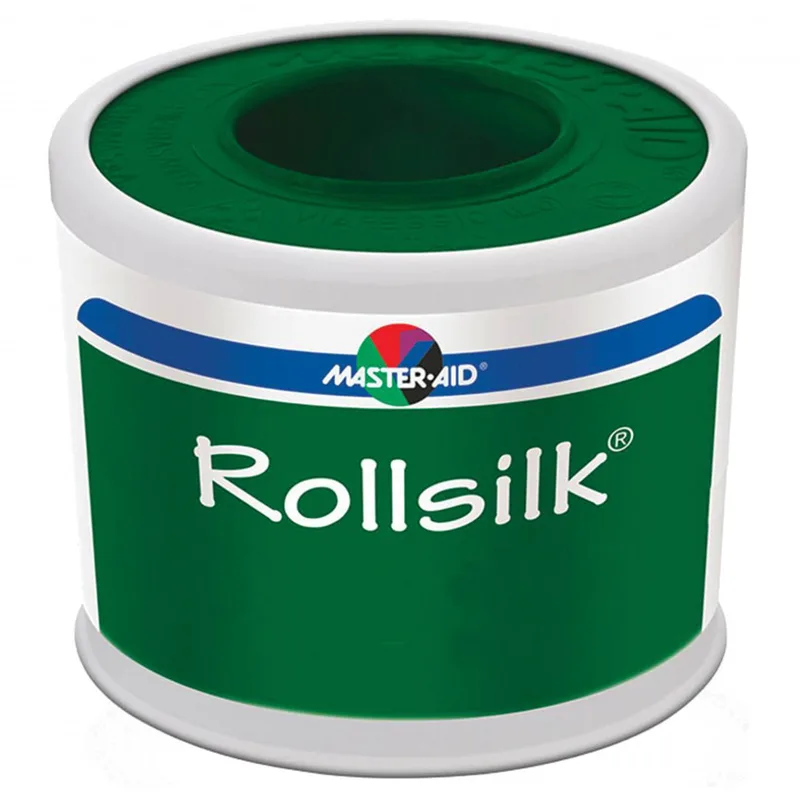 Master Aid Rollsilk Adhesive Bandage Tape 5m x 5cm Αυτοκόλλητη Μεταξωτή Επιδεσμική Ταινία σε Άσπρο Χρώμα 1 Τεμάχιο