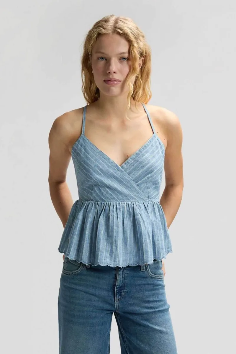 Lee® γυναικείο αμάνικο τοπ με ριγέ σχέδιο "Peplum Cami" - 112376968 Μπλε