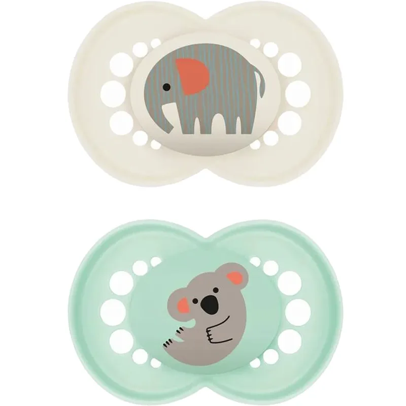 Mam Original Silicone Soother 16m+ Ορθοδοντική Πιπίλα Σιλικόνης με Θήκη Μεταφοράς, 2 Τεμάχια, Κωδ 250SUc - Ζαχαρί /  Πράσινο Ανοιχτό