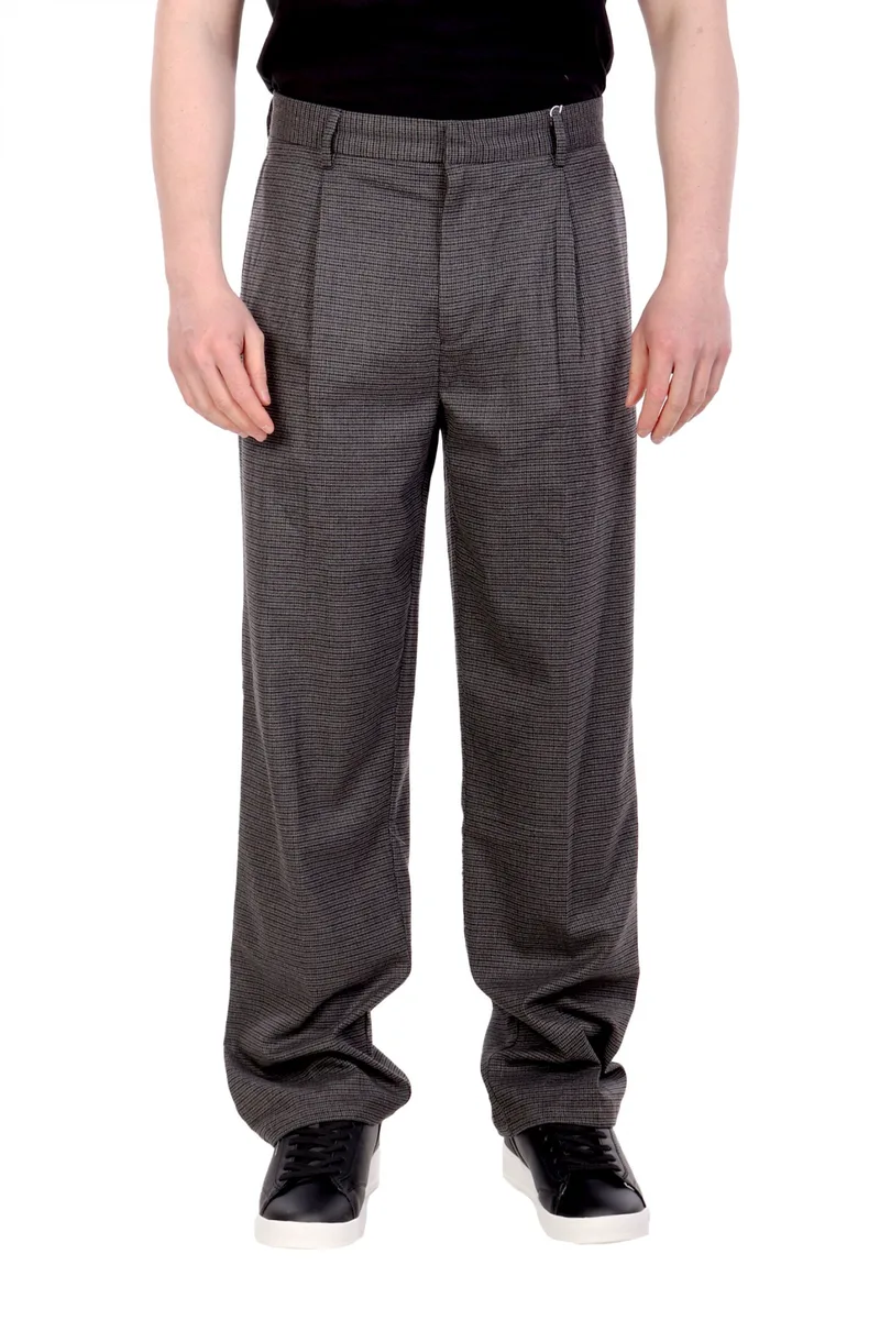 LES DEUX ΠΑΝΤΕΛΟΝΙ CHINO REECE PLEATED CHECK ΜΙΚΡΟΣΧΕΔΙΟ ΣΚΟΥΡΟ ΓΚΡΙ