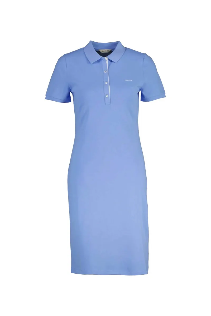 Gant γυναικείο midi φόρεμα πόλο πικέ με λογότυπο Slim Fit - 4201468 Μπλε Ανοιχτό