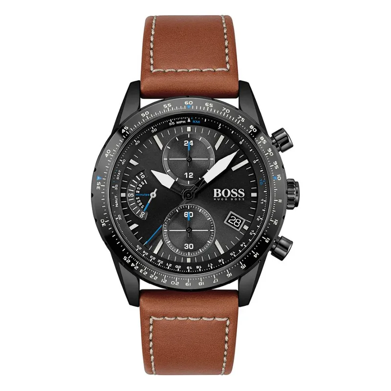 HUGO BOSS Pilot Edition Brown Leather Strap Chronograph 1513851